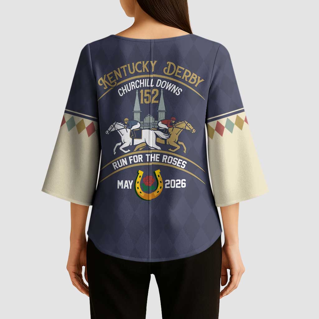 152nd Kentucky Horse Racing Kimono Sleeve Blouse Derby Run For The Roses Vintage