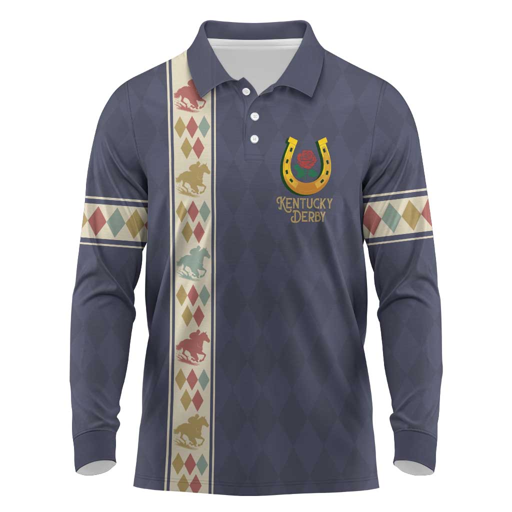 152nd Kentucky Horse Racing Long Sleeve Polo Shirt Derby Run For The Roses Vintage