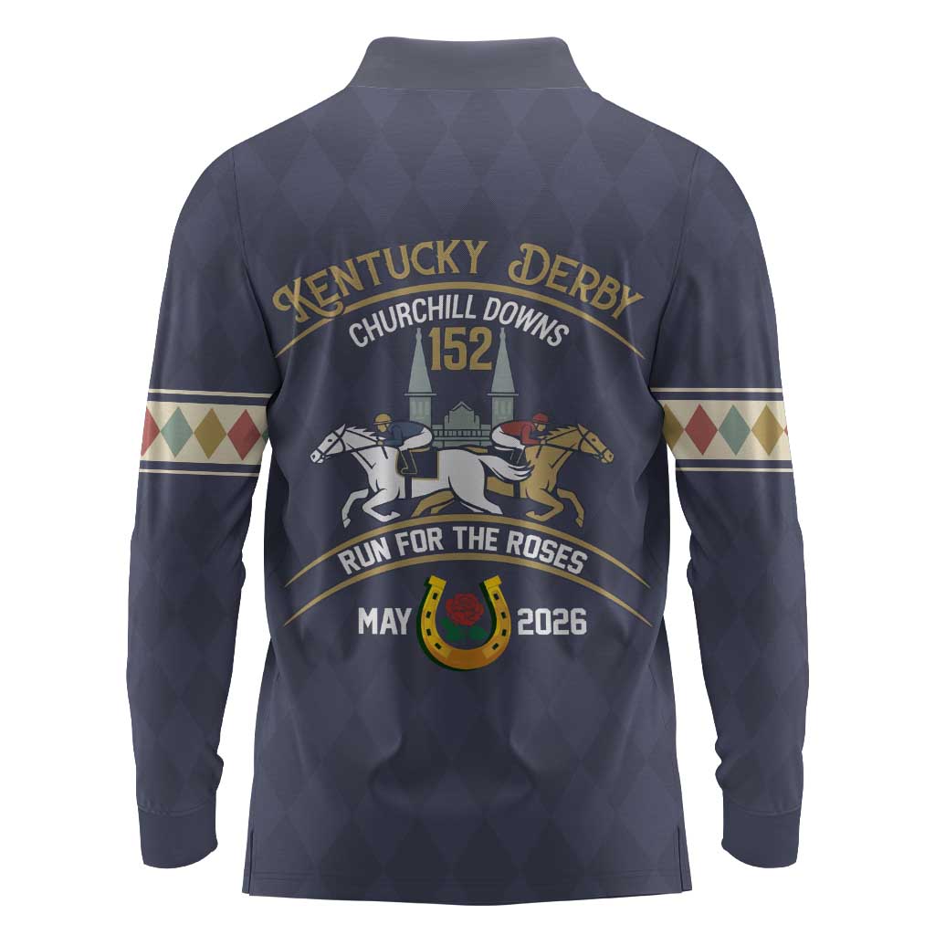 152nd Kentucky Horse Racing Long Sleeve Polo Shirt Derby Run For The Roses Vintage
