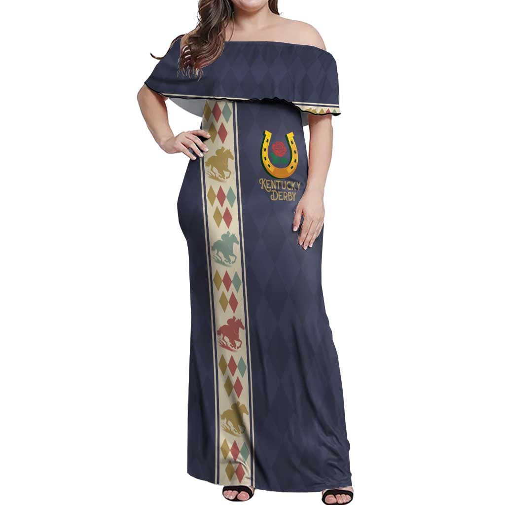 152nd Kentucky Horse Racing Off Shoulder Maxi Dress Derby Run For The Roses Vintage