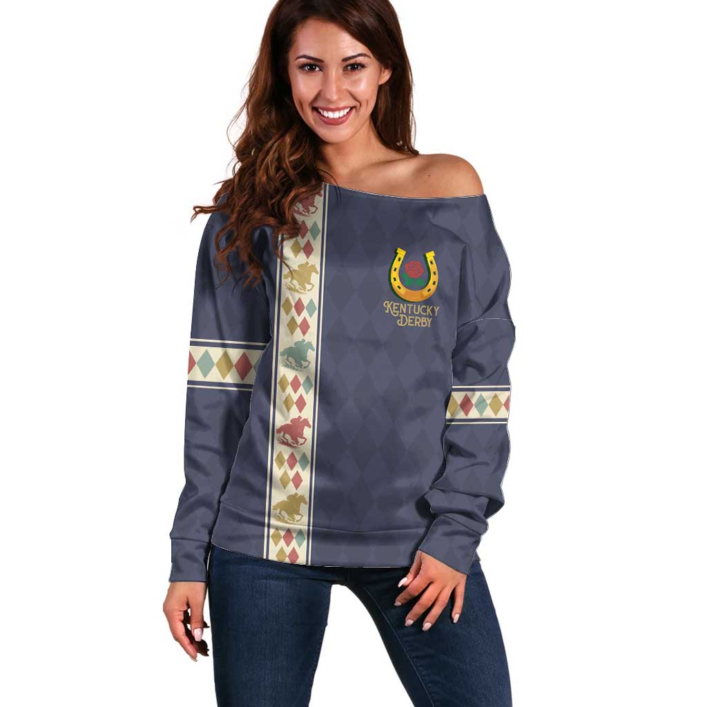 152nd Kentucky Horse Racing Off Shoulder Sweater Derby Run For The Roses Vintage