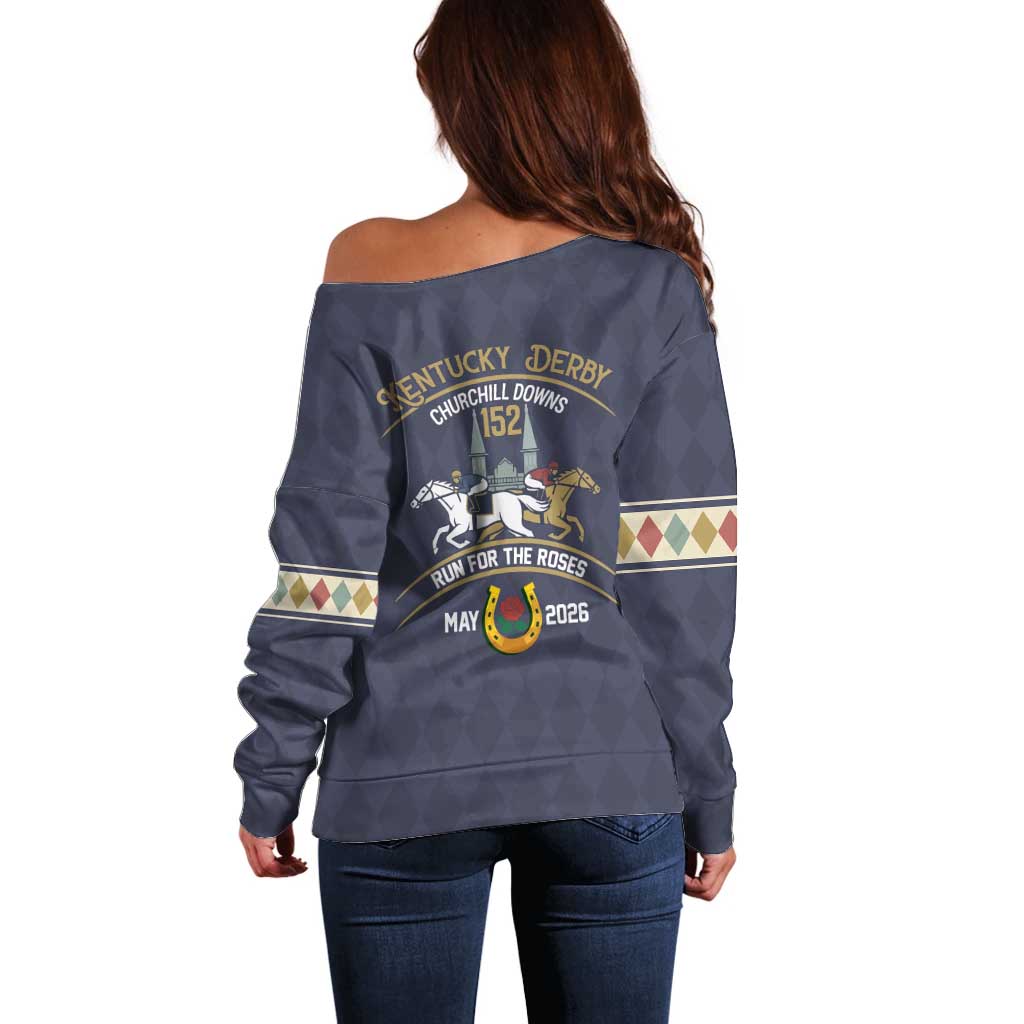 152nd Kentucky Horse Racing Off Shoulder Sweater Derby Run For The Roses Vintage