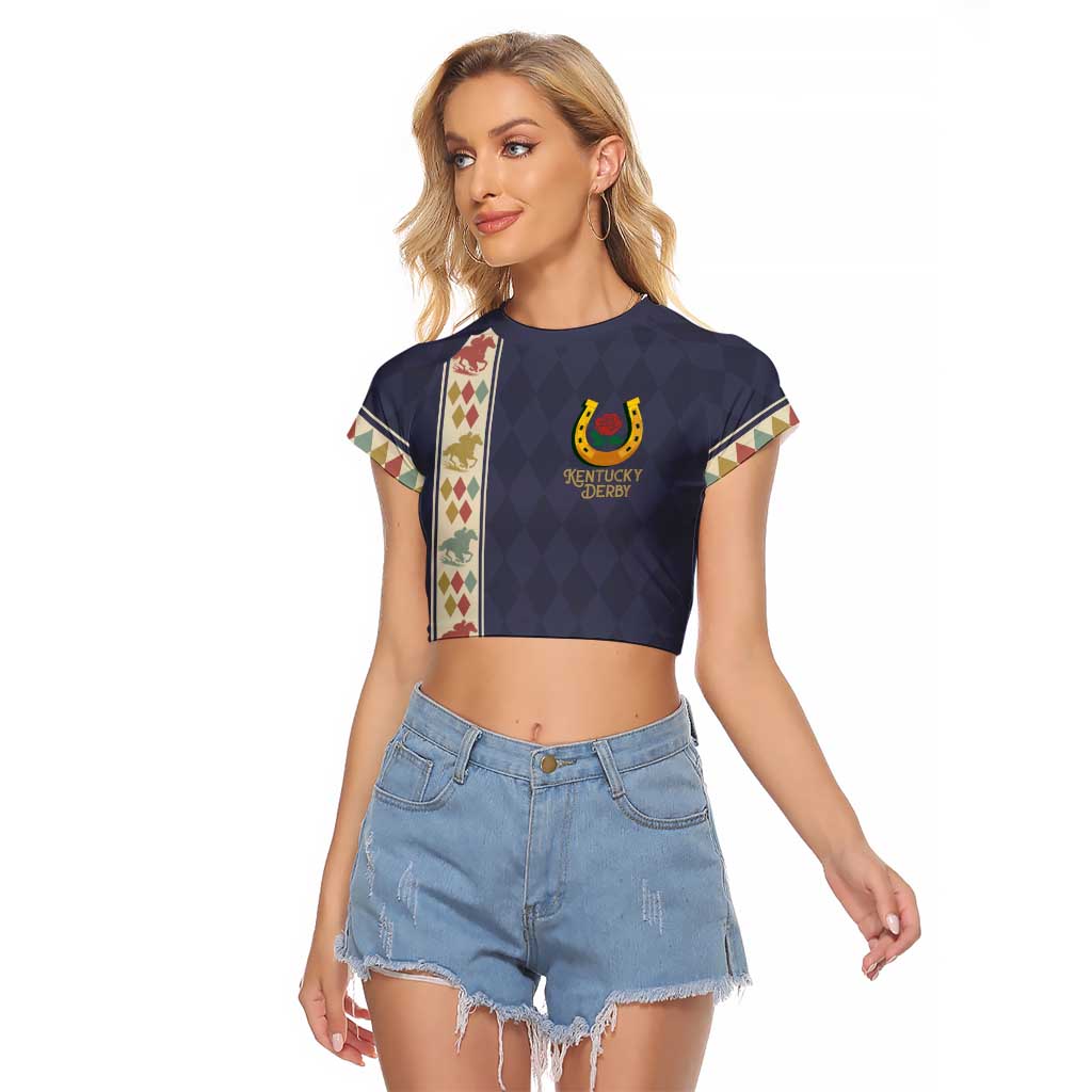 152nd Kentucky Horse Racing Raglan Cropped T Shirt Derby Run For The Roses Vintage