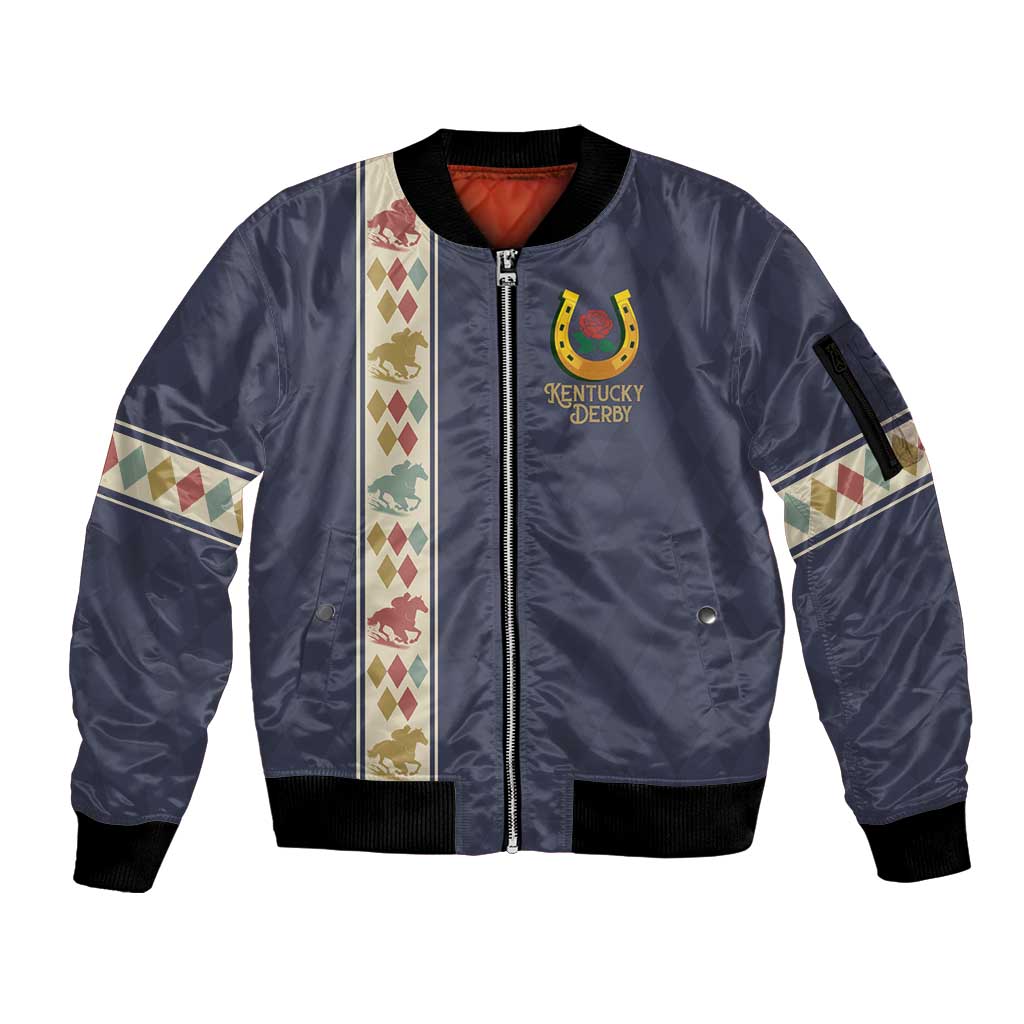152nd Kentucky Horse Racing Sleeve Zip Bomber Jacket Derby Run For The Roses Vintage