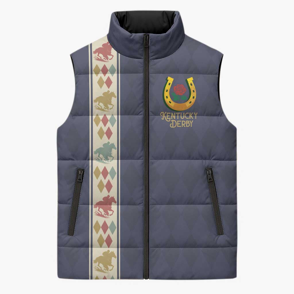 152nd Kentucky Horse Racing Sleeveless Puffer Jacket Derby Run For The Roses Vintage