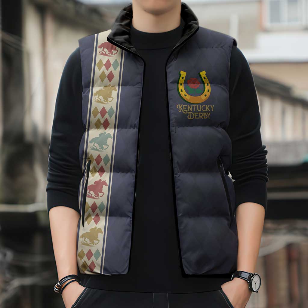 152nd Kentucky Horse Racing Sleeveless Puffer Jacket Derby Run For The Roses Vintage
