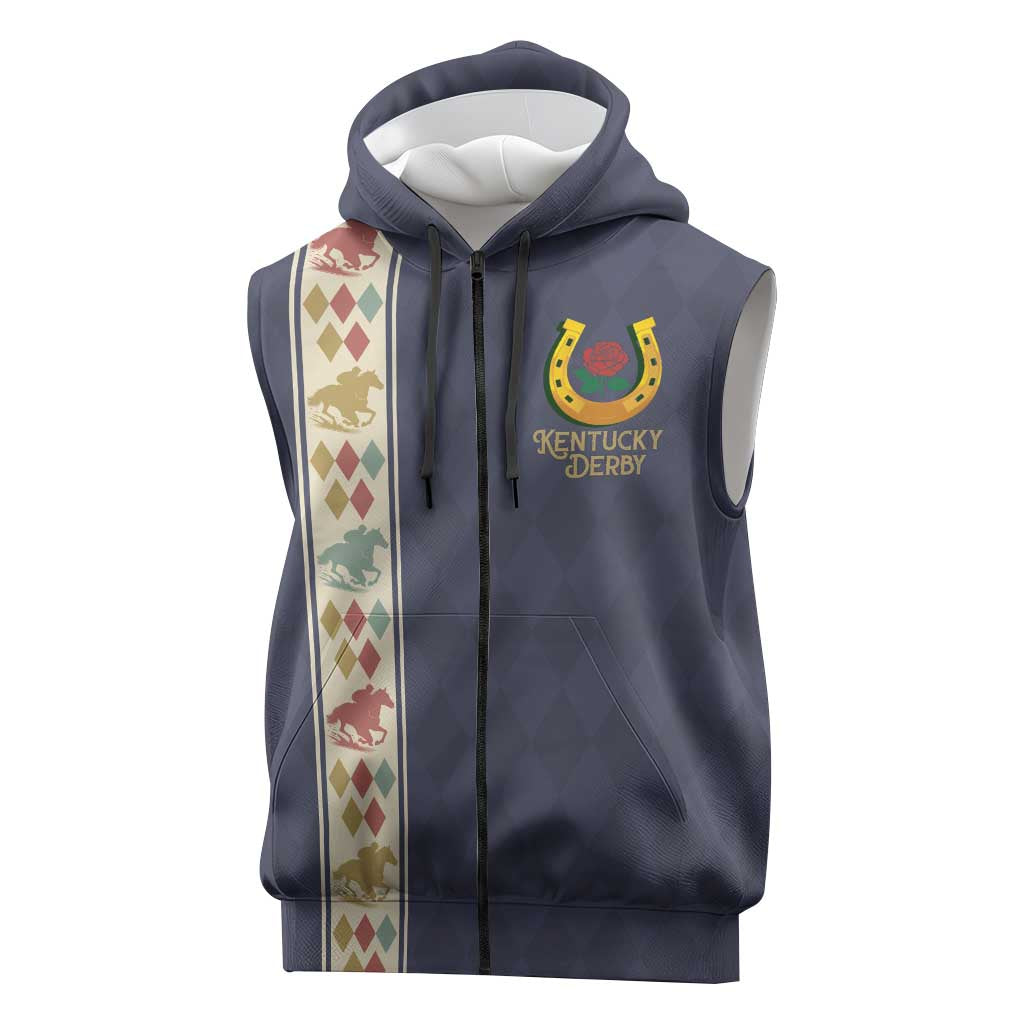152nd Kentucky Horse Racing Sleeveless Zip Hoodie Derby Run For The Roses Vintage
