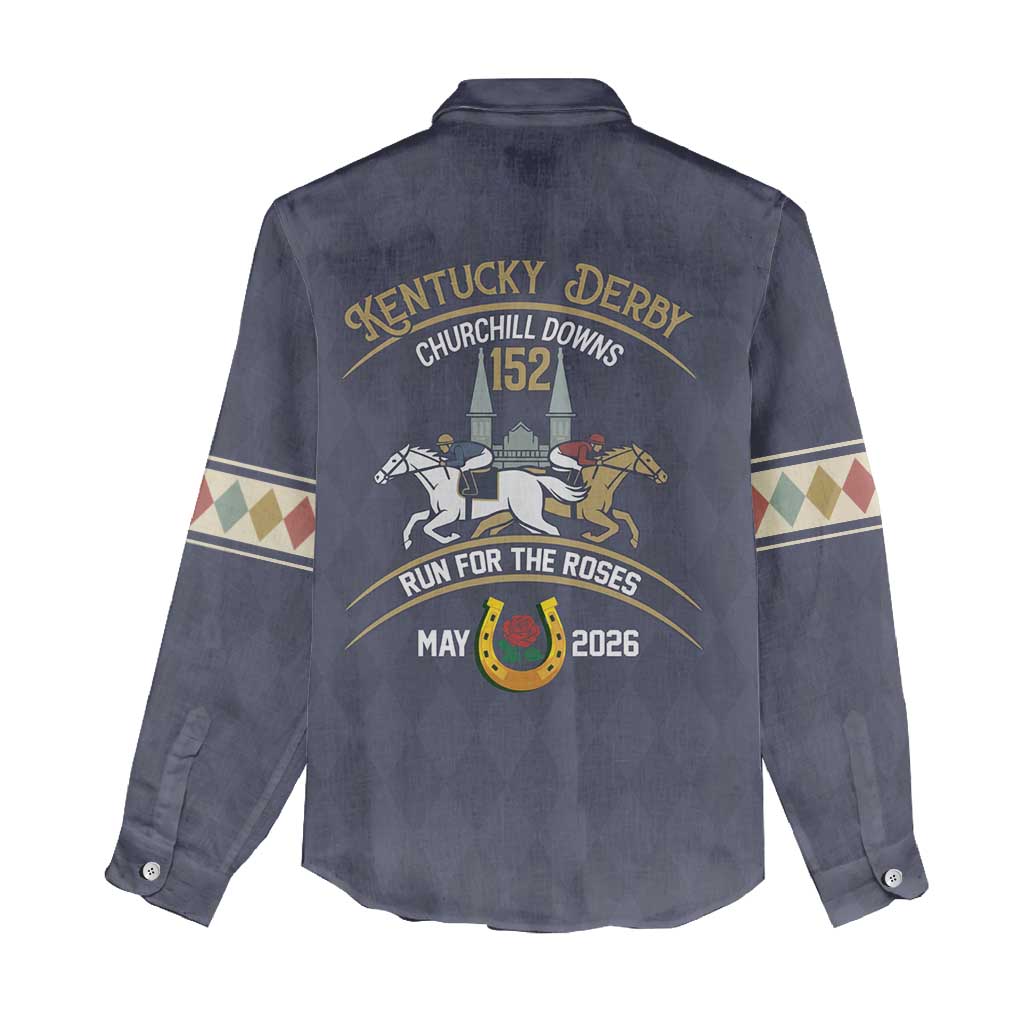 152nd Kentucky Horse Racing Women Casual Shirt Derby Run For The Roses Vintage