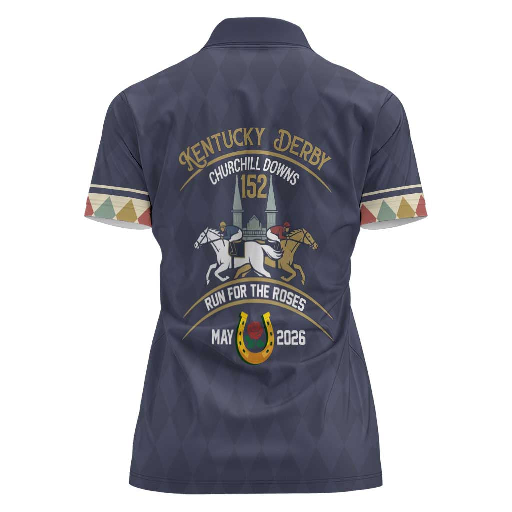 152nd Kentucky Horse Racing Women Polo Shirt Derby Run For The Roses Vintage