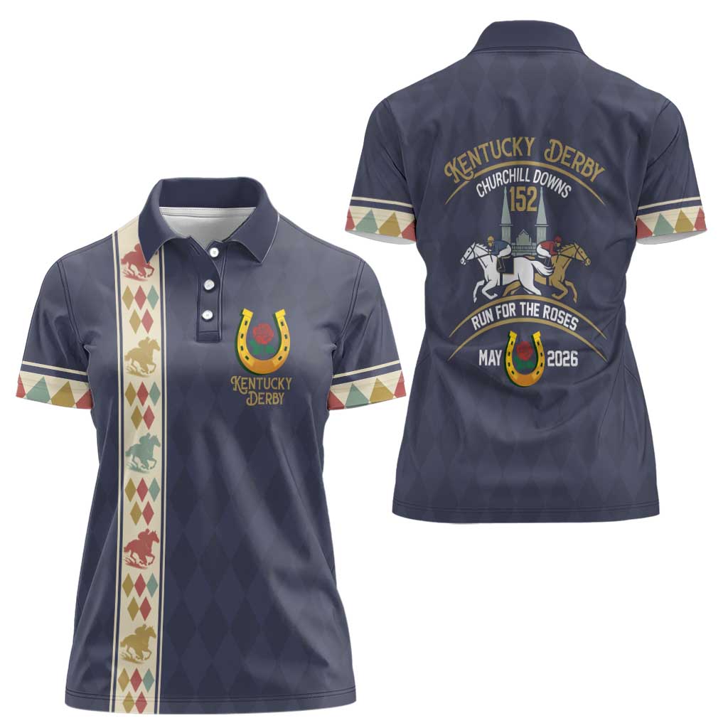 152nd Kentucky Horse Racing Women Polo Shirt Derby Run For The Roses Vintage
