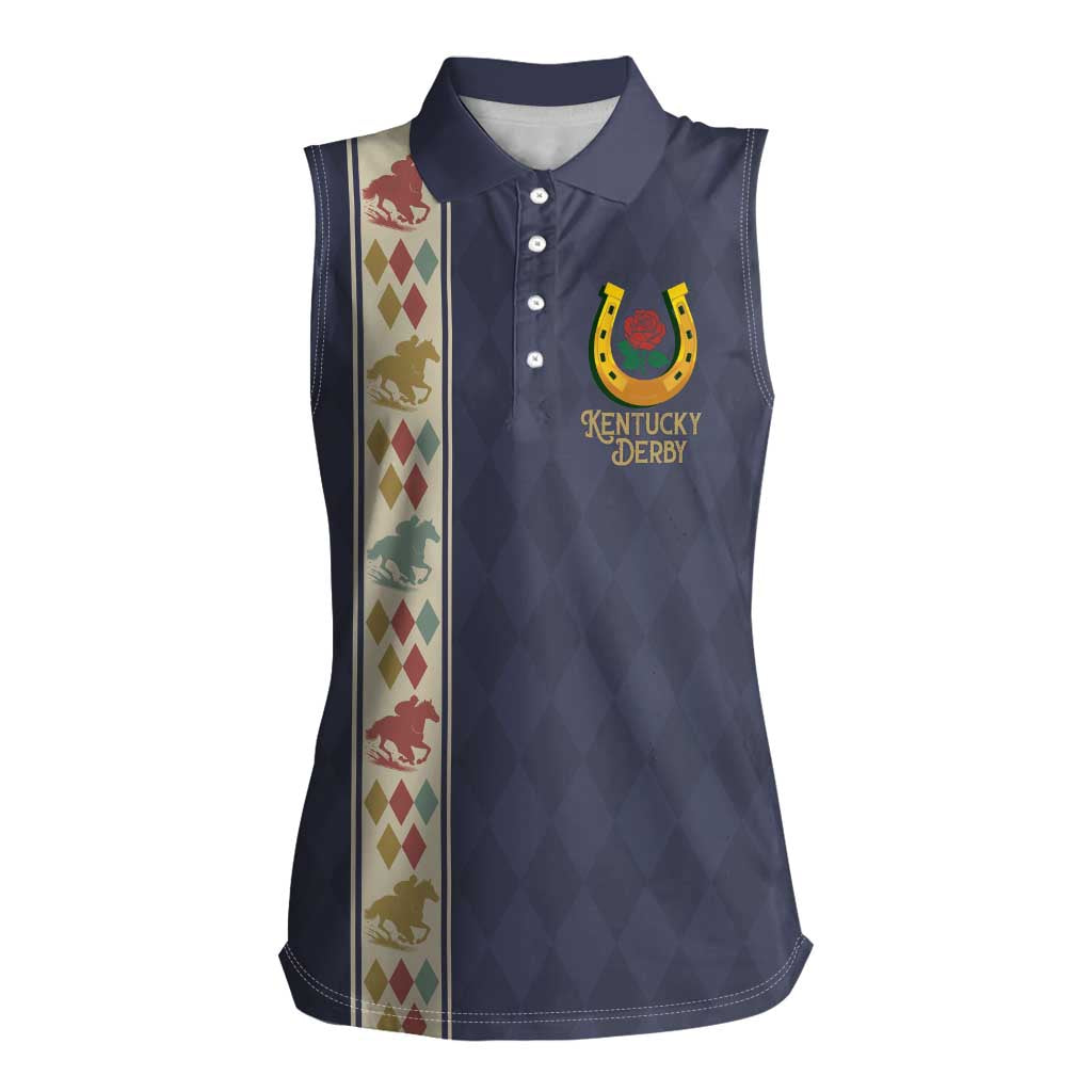 152nd Kentucky Horse Racing Women Sleeveless Polo Shirt Derby Run For The Roses Vintage