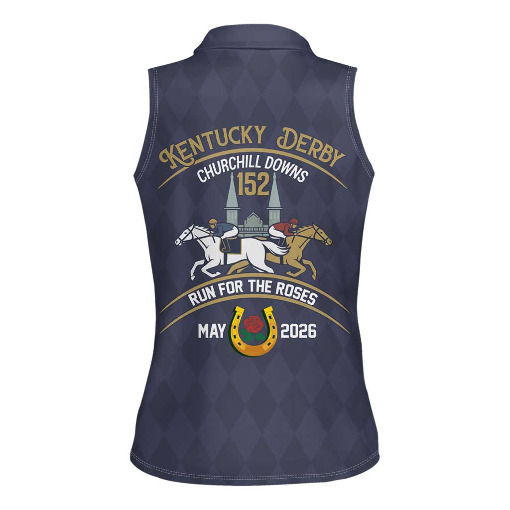 152nd Kentucky Horse Racing Women Sleeveless Polo Shirt Derby Run For The Roses Vintage