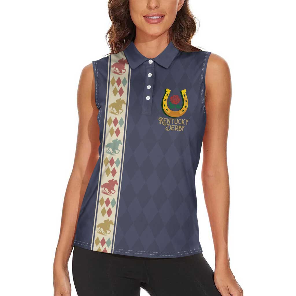 152nd Kentucky Horse Racing Women Sleeveless Polo Shirt Derby Run For The Roses Vintage