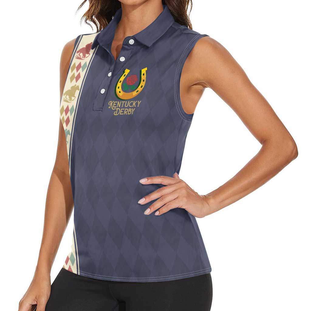 152nd Kentucky Horse Racing Women Sleeveless Polo Shirt Derby Run For The Roses Vintage