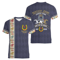 152nd Kentucky Horse Racing Women V-Neck T-Shirt Derby Run For The Roses Vintage