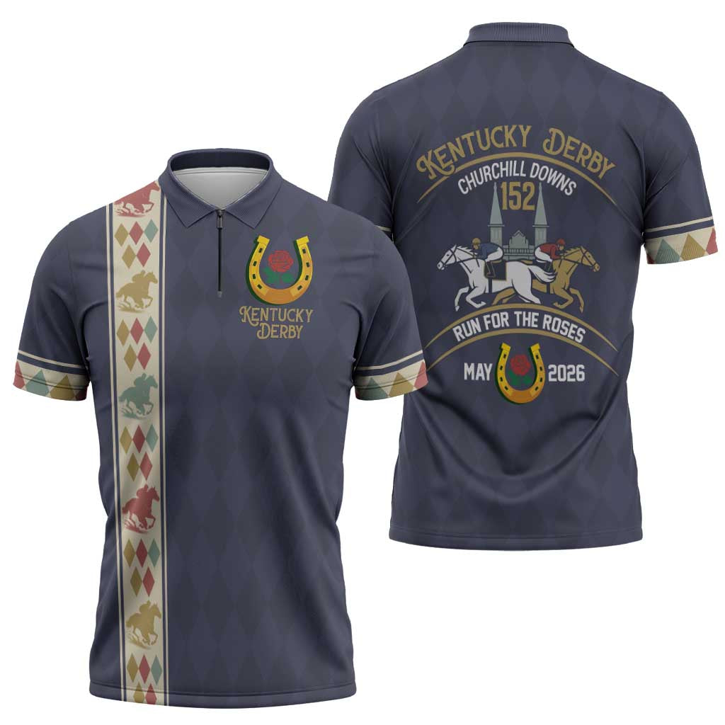 152nd Kentucky Horse Racing Zipper Polo Shirt Derby Run For The Roses Vintage
