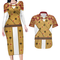 Holy Roman Emperor Costume Couples Matching Long Sleeve Bodycon Dress and Hawaiian Shirt Eagle Sable