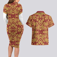 Holy Roman Emperor Costume Couples Matching Long Sleeve Bodycon Dress and Hawaiian Shirt Eagle Sable