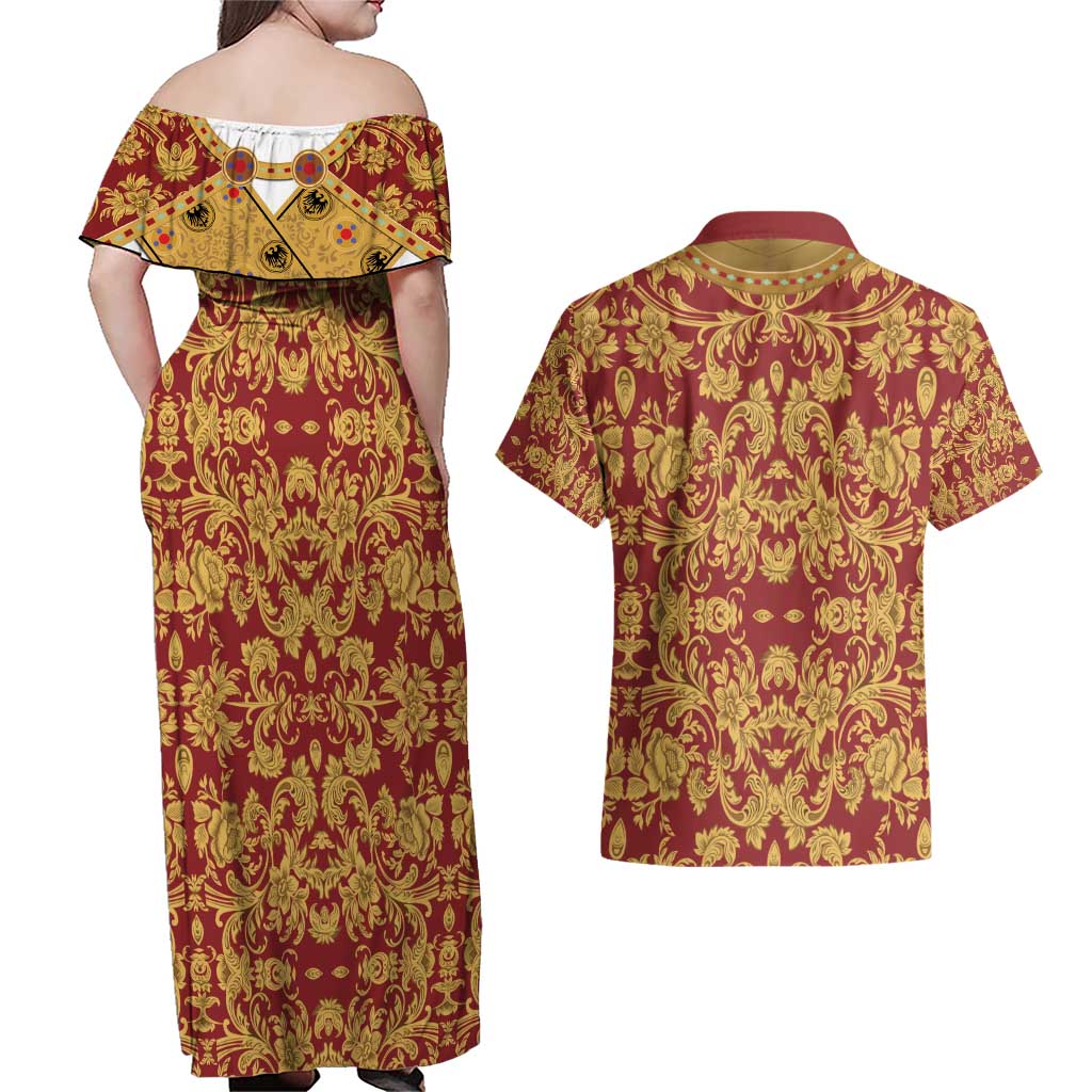 Holy Roman Emperor Costume Couples Matching Off Shoulder Maxi Dress and Hawaiian Shirt Eagle Sable