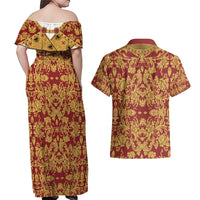 Holy Roman Emperor Costume Couples Matching Off Shoulder Maxi Dress and Hawaiian Shirt Eagle Sable