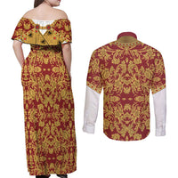 Holy Roman Emperor Costume Couples Matching Off Shoulder Maxi Dress and Long Sleeve Button Shirt Eagle Sable