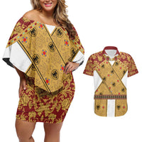 Holy Roman Emperor Costume Couples Matching Off Shoulder Short Dress and Hawaiian Shirt Eagle Sable