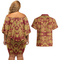 Holy Roman Emperor Costume Couples Matching Off Shoulder Short Dress and Hawaiian Shirt Eagle Sable