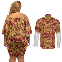Holy Roman Emperor Costume Couples Matching Off Shoulder Short Dress and Long Sleeve Button Shirt Eagle Sable