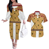 Holy Roman Emperor Costume Couples Matching Off The Shoulder Long Sleeve Dress and Hawaiian Shirt Eagle Sable