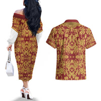 Holy Roman Emperor Costume Couples Matching Off The Shoulder Long Sleeve Dress and Hawaiian Shirt Eagle Sable