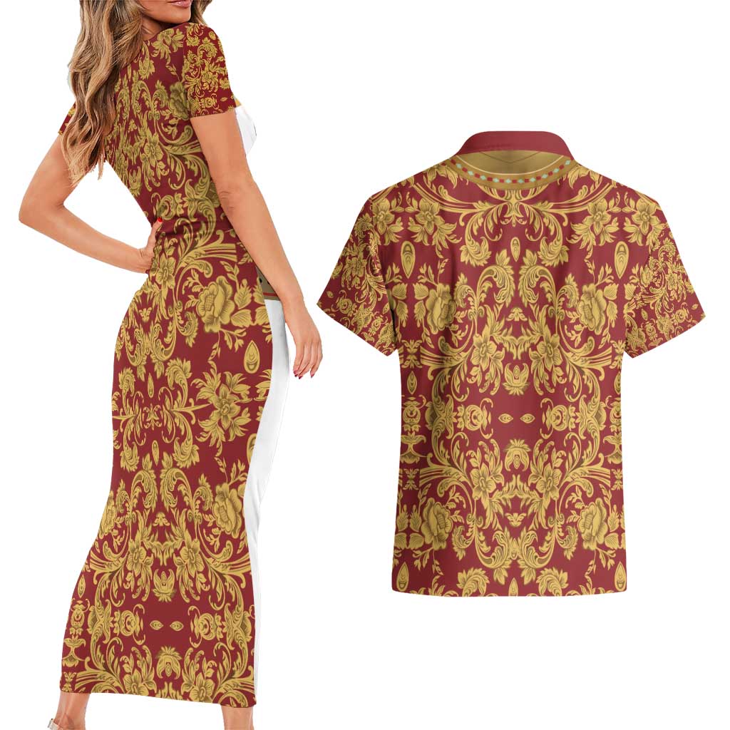 Holy Roman Emperor Costume Couples Matching Short Sleeve Bodycon Dress and Hawaiian Shirt Eagle Sable