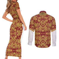 Holy Roman Emperor Costume Couples Matching Short Sleeve Bodycon Dress and Long Sleeve Button Shirt Eagle Sable