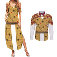 Holy Roman Emperor Costume Couples Matching Summer Maxi Dress and Long Sleeve Button Shirt Eagle Sable