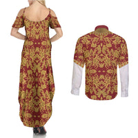 Holy Roman Emperor Costume Couples Matching Summer Maxi Dress and Long Sleeve Button Shirt Eagle Sable
