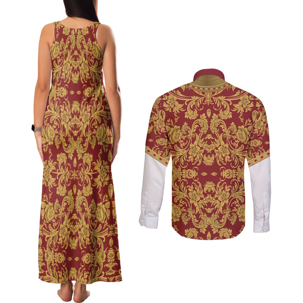 Holy Roman Emperor Costume Couples Matching Tank Maxi Dress and Long Sleeve Button Shirt Eagle Sable