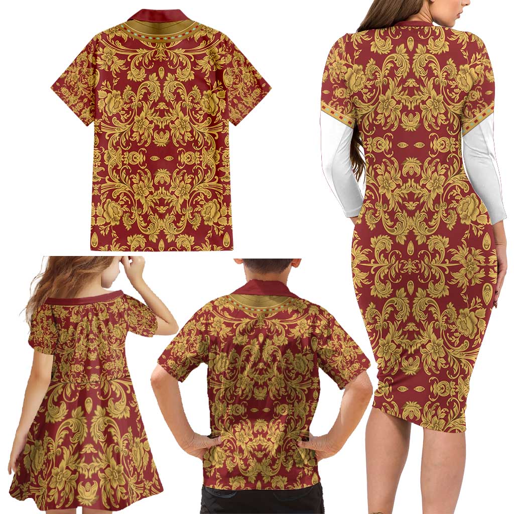 Holy Roman Emperor Costume Family Matching Long Sleeve Bodycon Dress and Hawaiian Shirt Eagle Sable