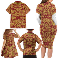 Holy Roman Emperor Costume Family Matching Long Sleeve Bodycon Dress and Hawaiian Shirt Eagle Sable
