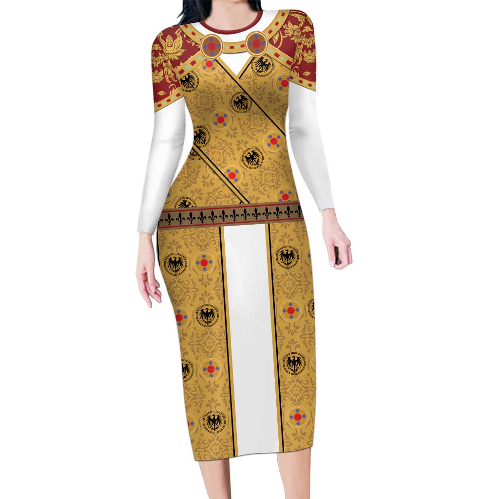 Holy Roman Emperor Costume Family Matching Long Sleeve Bodycon Dress and Hawaiian Shirt Eagle Sable