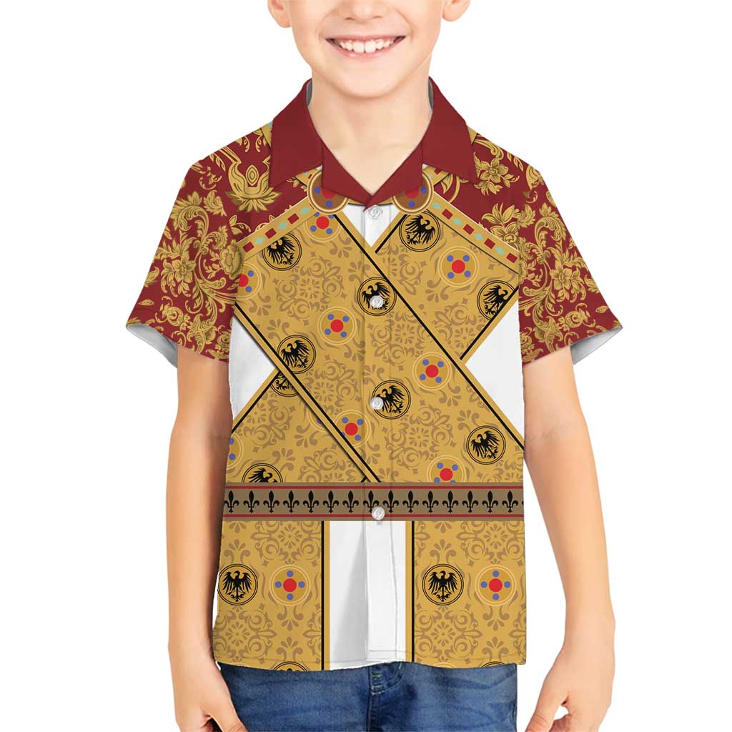 Holy Roman Emperor Costume Family Matching Long Sleeve Bodycon Dress and Hawaiian Shirt Eagle Sable