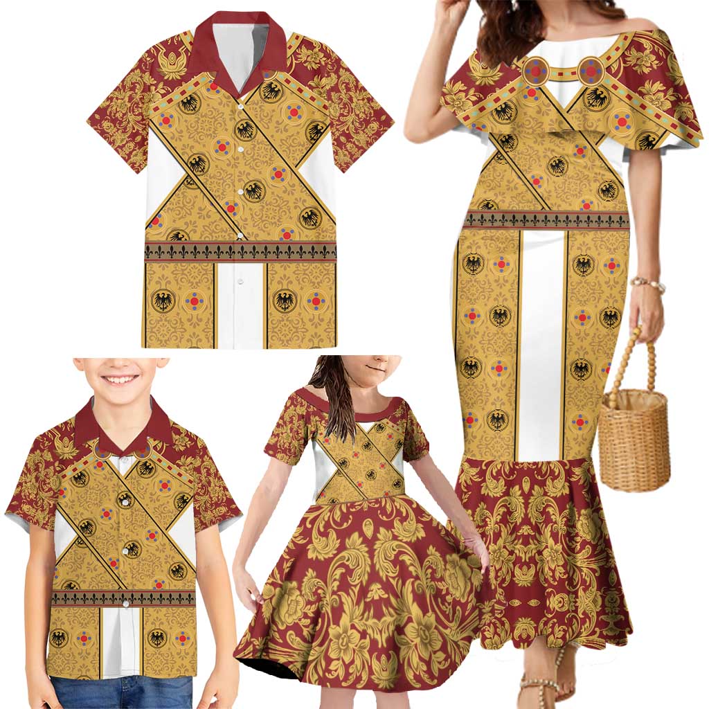 Holy Roman Emperor Costume Family Matching Mermaid Dress and Hawaiian Shirt Eagle Sable