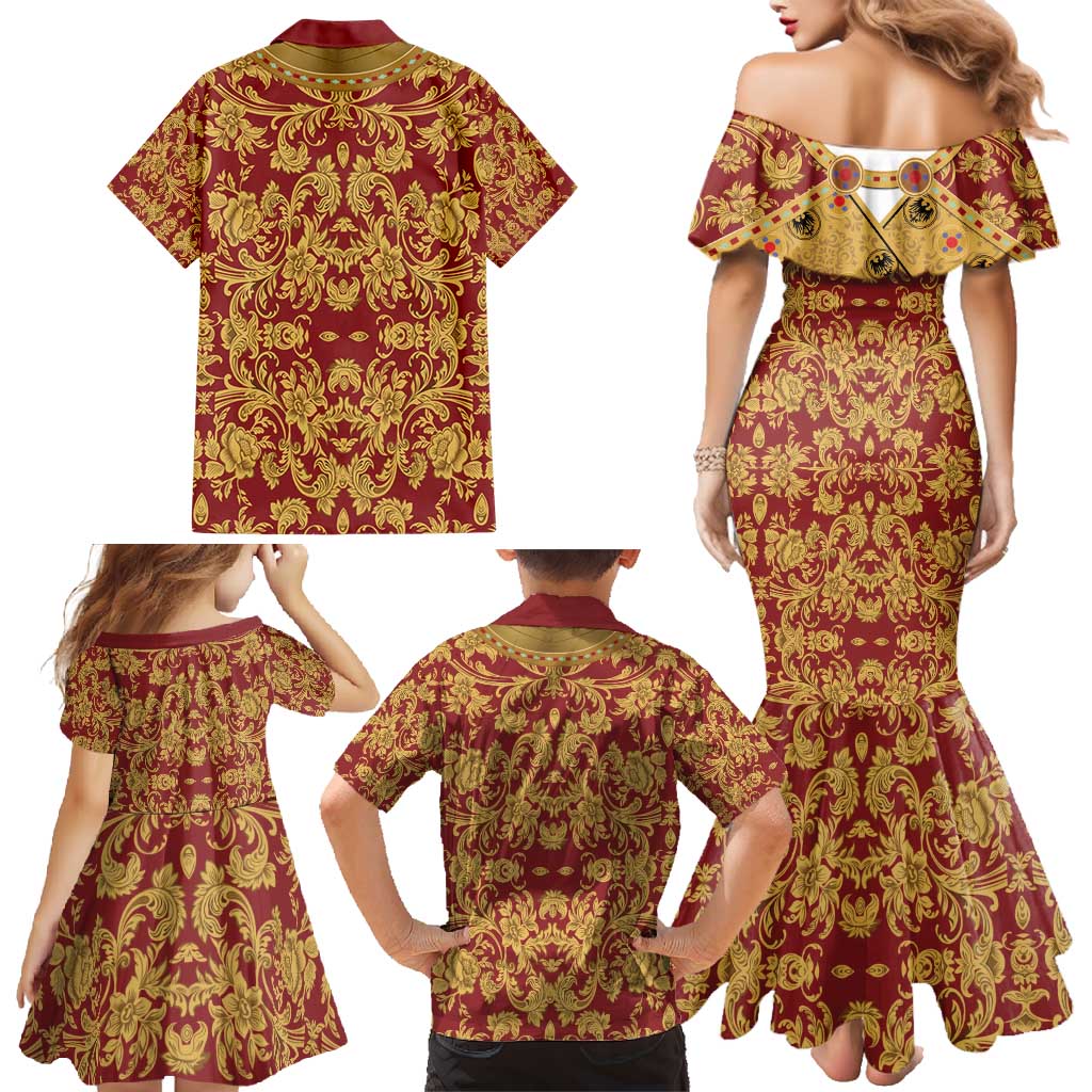 Holy Roman Emperor Costume Family Matching Mermaid Dress and Hawaiian Shirt Eagle Sable
