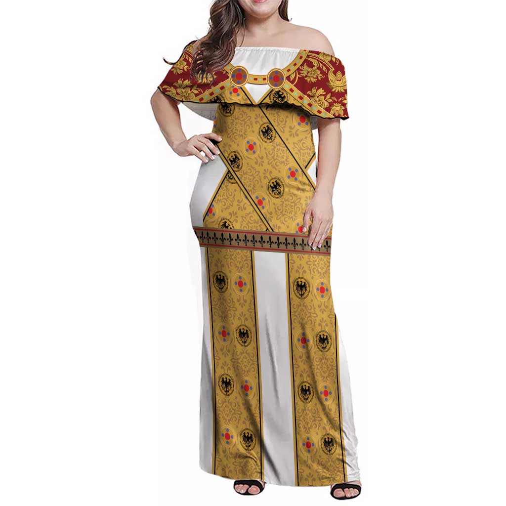 Holy Roman Emperor Costume Family Matching Off Shoulder Maxi Dress and Hawaiian Shirt Eagle Sable