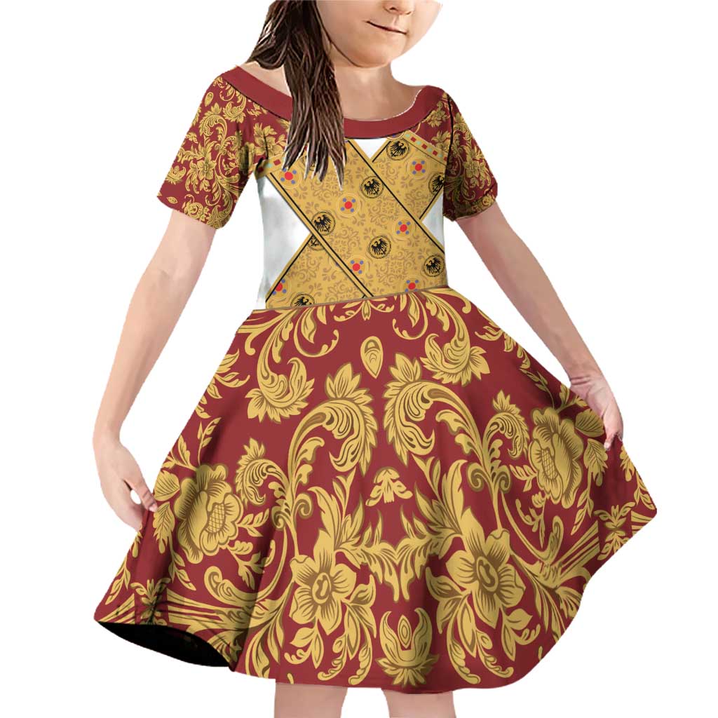 Holy Roman Emperor Costume Family Matching Off Shoulder Short Dress and Hawaiian Shirt Eagle Sable