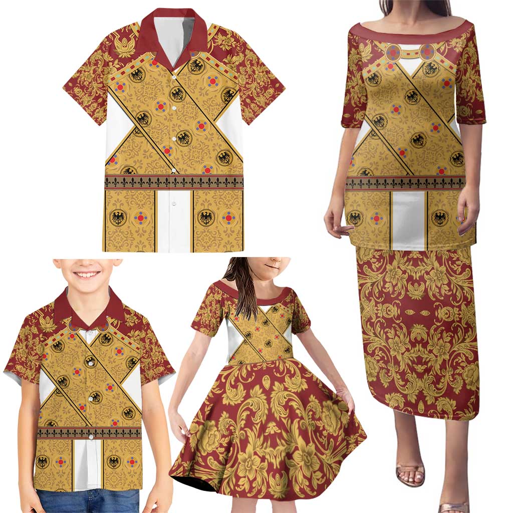 Holy Roman Emperor Costume Family Matching Puletasi and Hawaiian Shirt Eagle Sable