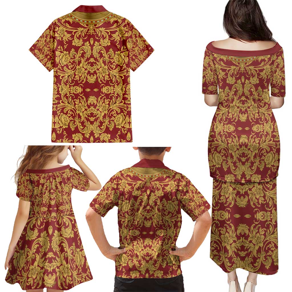 Holy Roman Emperor Costume Family Matching Puletasi and Hawaiian Shirt Eagle Sable