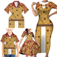 Holy Roman Emperor Costume Family Matching Short Sleeve Bodycon Dress and Hawaiian Shirt Eagle Sable