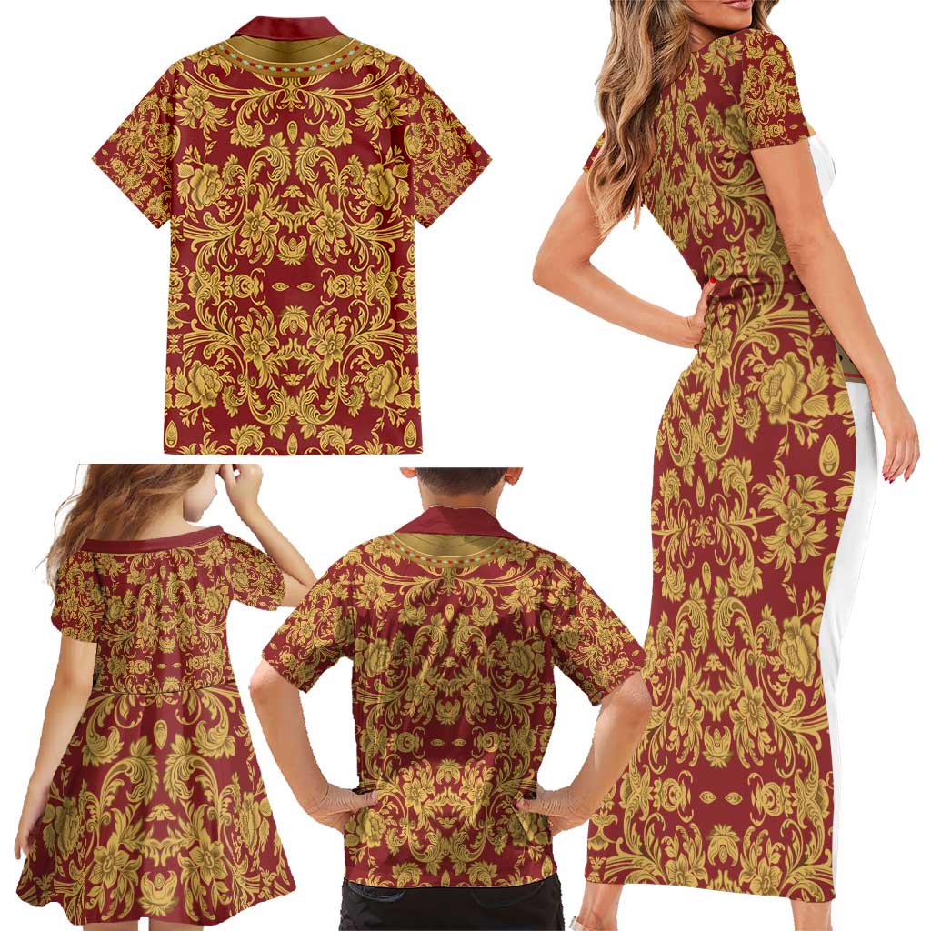 Holy Roman Emperor Costume Family Matching Short Sleeve Bodycon Dress and Hawaiian Shirt Eagle Sable