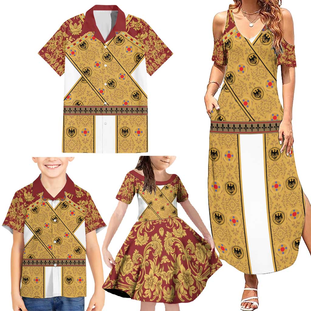 Holy Roman Emperor Costume Family Matching Summer Maxi Dress and Hawaiian Shirt Eagle Sable