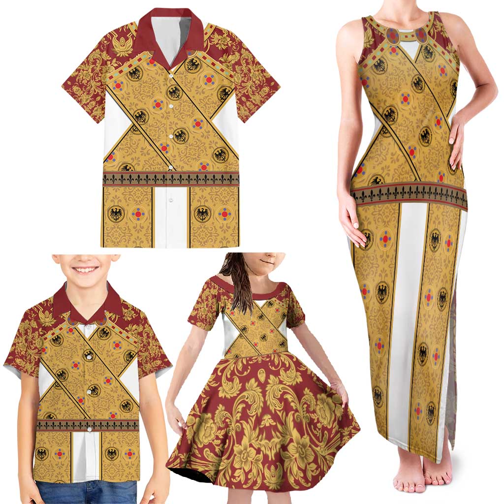 Holy Roman Emperor Costume Family Matching Tank Maxi Dress and Hawaiian Shirt Eagle Sable