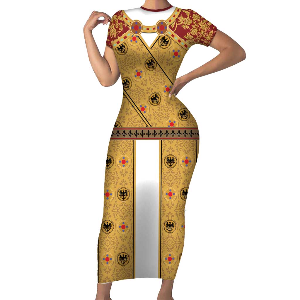 Holy Roman Emperor Costume Short Sleeve Bodycon Dress Eagle Sable